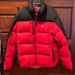 Polo by Ralph Lauren Men's Bold Red and Black Puffer Jacket
